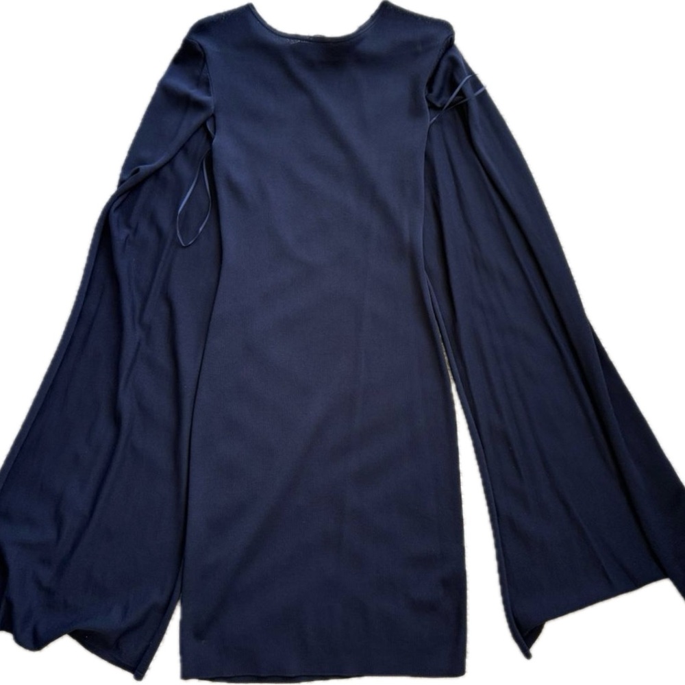 Zara Dark Blue Navy Women's Cape Dress - Open Back, Sz L